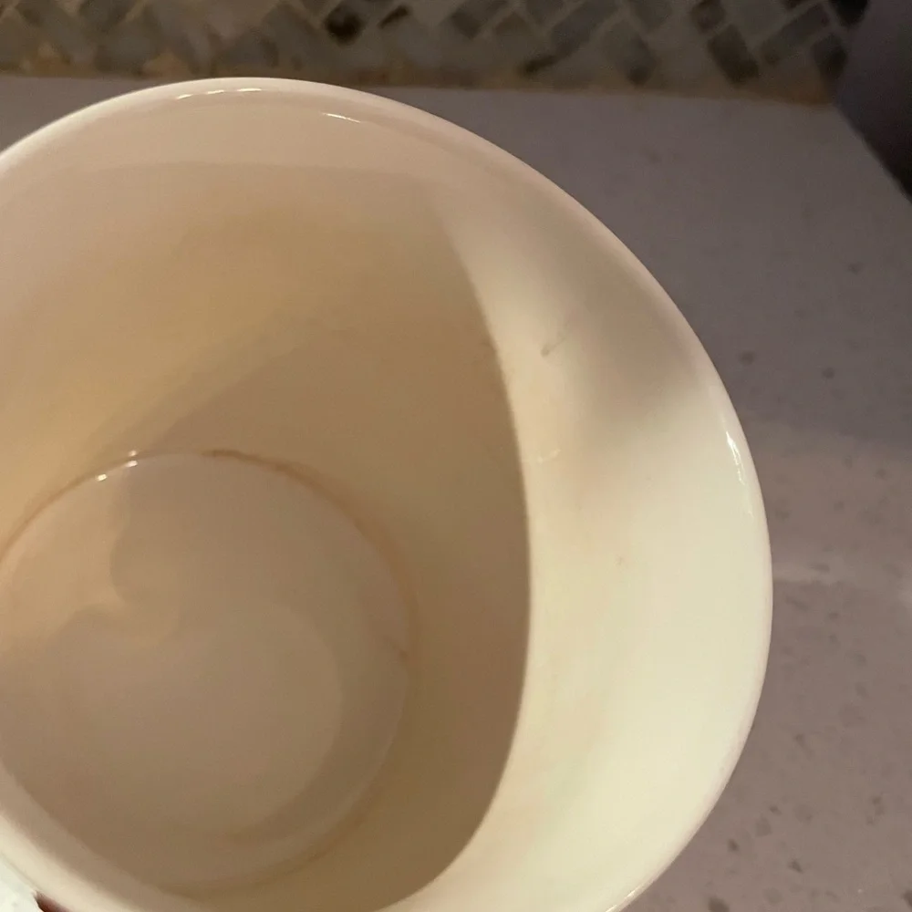 Starbucks White Bone China Embossed Mug Classic Coffee - some discoloration